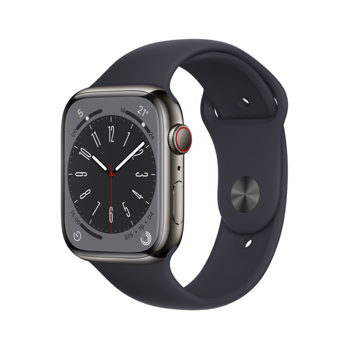 Apple Watch Series 8 GPS + Cellular 45mm Graphite Stainless Steel Case / Midnight Sport Band Regular Viedais pulkstenis, smartwatch