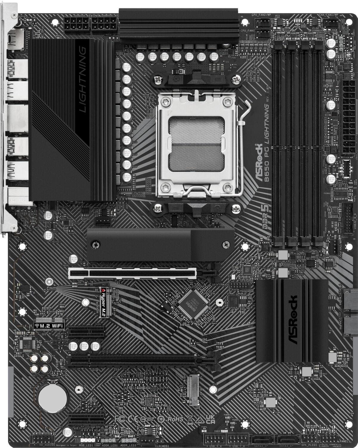 ASRock B650 PG LIGHTNING ATX Mainboard AM5/HDMI/M.2/USB-C pamatplate, mātesplate