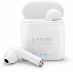 Savio TWS-01 Wireless Bluetooth Earphones, White