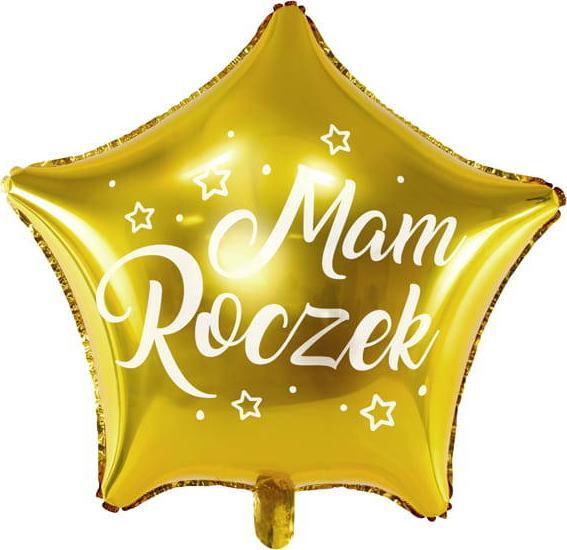 PartyDeco Balon foliowy Gwiazdka - Mam Roczek, 48cm, zloty one size 512266 (5900779144231)