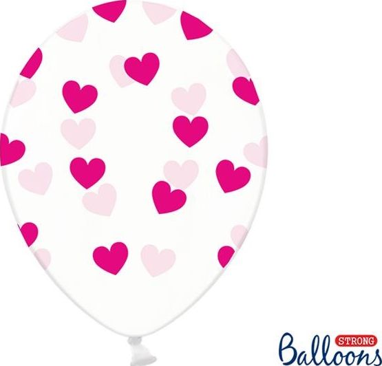 Party Deco Balony Strong, fuksjowe serduszka, 30 cm, 6 szt. uniwersalny 513433 (5902230798953)