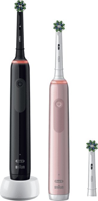 Braun Oral-B Pro 3 3900N Gift Edition, electric toothbrush (black/pink, incl. 2nd handpiece) masāžas ierīce