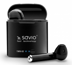 SAVIO TWS-02 (in-ear; Bluetooth, wireless; with a built-in microphone; black color)