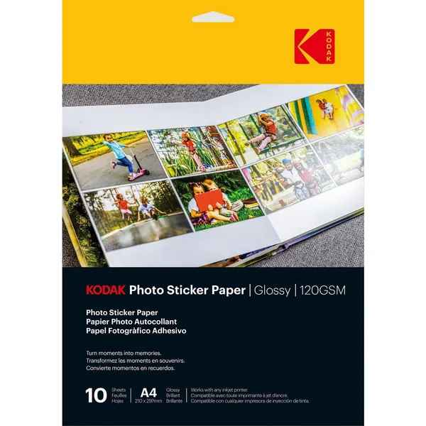 Kodak Photo Sticker Paper Gloss 120gsm A4x10 (3510645) 850033510645 foto papīrs