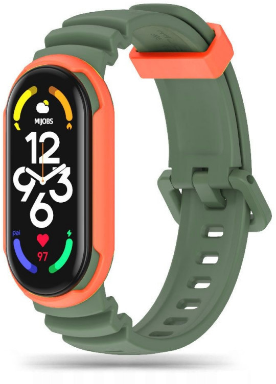 Tech-Protect watch strap IconBand Hybrid Xiaomi Mi Band 7, army green/orange 9490713931943 9490713931943 (9490713931943) Viedais pulkstenis, smartwatch