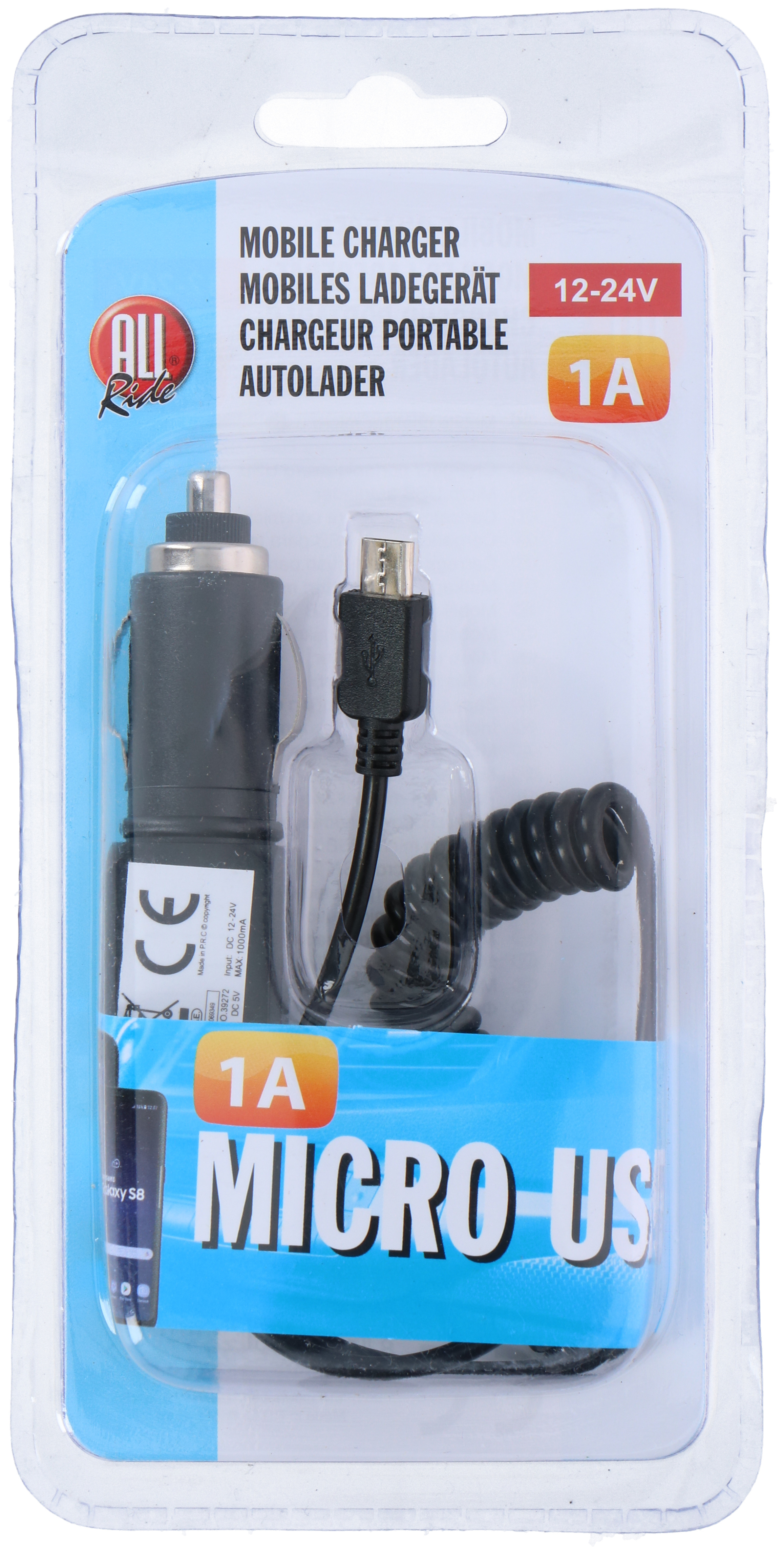 Ladetajs mobilo micro USB 1A auto kopšanai