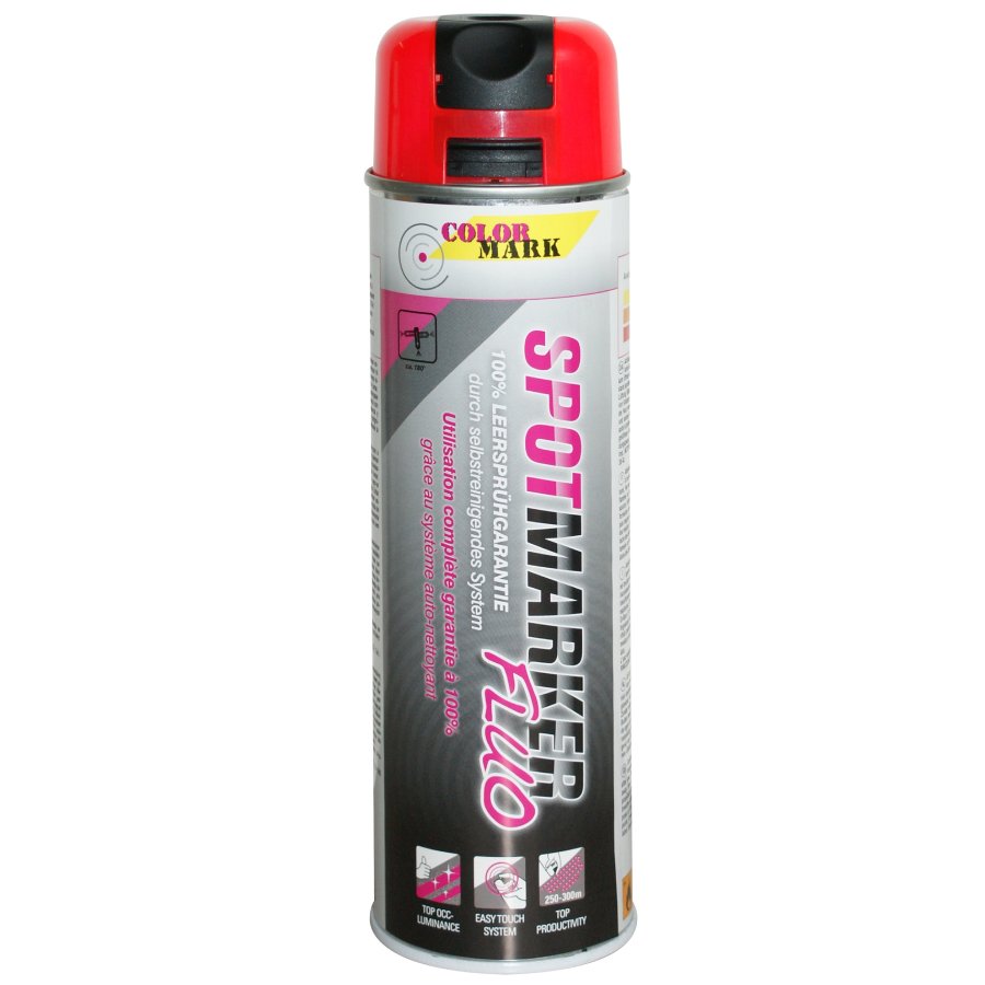 Aerosolkrasa CM 500ml Spotmarker fluoresc.sarkans auto kopšanai