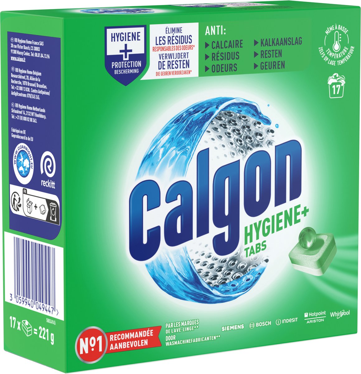 Udens mikstinatajs Calgon tabletes Hygiene 17gb Sadzīves ķīmija