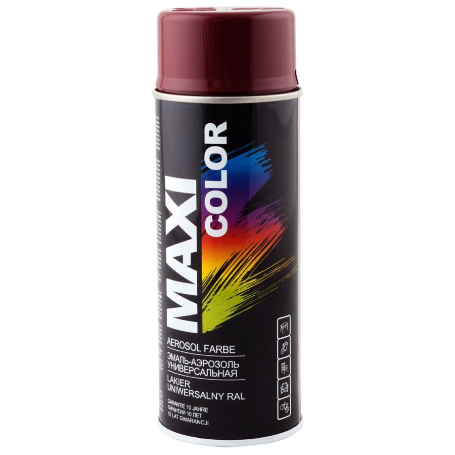 Aerosolkrasa Maxi Color RAL3005 400ml sarkana auto kopšanai