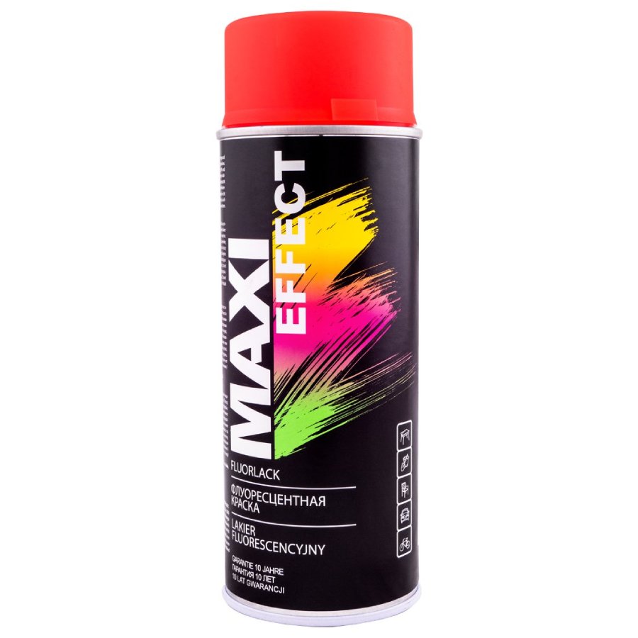 Aerosolkrasa Maxi Color 400ml krasa fluorescejosa sarkani or auto kopšanai