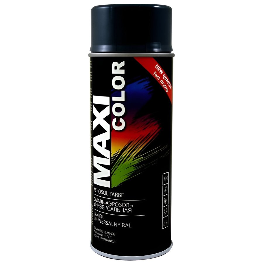 Aerosolkrasa Maxi Color RAL7021 400ml melnpeleka auto kopšanai