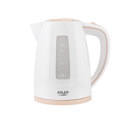 Adler Kettle AD 1264 Standard, 2200 W, 1.7 L, Plastic, White, 360° rotational base Virtuves piederumi