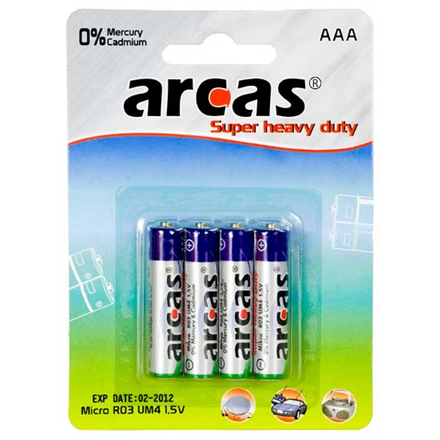 Arcas Super Heavy Duty AAA (LR03), 4- pack Baterija