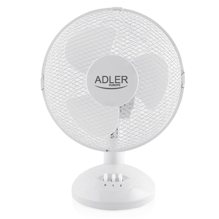 Adler AD 7302 Desk Fan, Number of speeds 2, 60 W, Oscillation, Diameter 23 cm, White Klimata iekārta