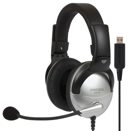 Koss Gaming headphones SB45 USB Wired On-Ear Microphone Noise canceling Silver/Black austiņas