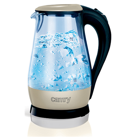 Camry CR 1251 Standard kettle, Glass, Glass/Black, 2000 W, 360 degrees  rotational base, 1.7 L Elektriskā Tējkanna