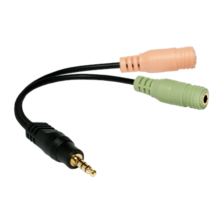 LogiLink CA0021 Audio Klinken Adapter 4-polig, 3.5mm Klinken Stecker auf 2x 3.5mm Buchse kabelis, vads