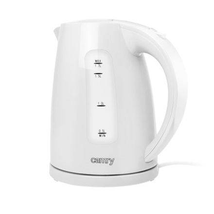 Camry Kettle CR 1255  Standard, Plastic, White, 2200 W, 360 degrees  rotational base, 1.7 L Elektriskā Tējkanna