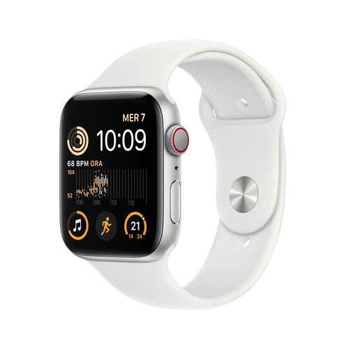 Apple Watch SE 2 GPS + Cellular 44mm Sport Band, silver/white Viedais pulkstenis, smartwatch