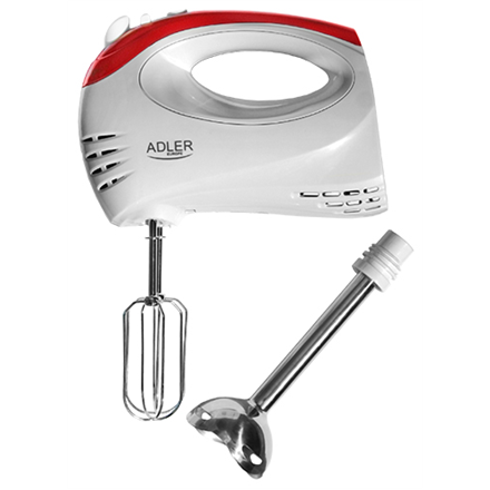 Hand Mixer Adler AD 4212 White, 300 W, Number of speeds 5, Shaft material Stainless steel aksesuāri Mazās sadzīves tehnikas