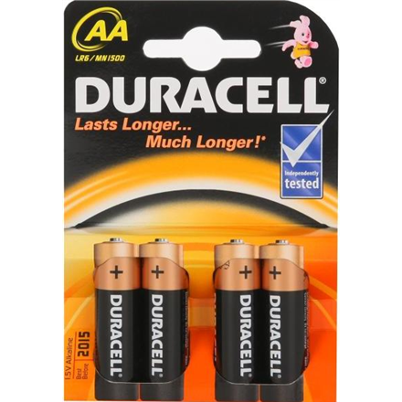 Duracell AA LR6 1.5V Alkaline Ilgstošas darbības baterejas MN1500 5000394076952 (4gab.) Baterija