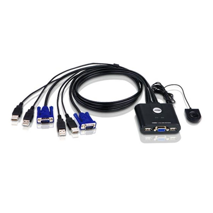 ATEN CS22U 2-Port USB KVM Switch, Remote port selector, 0.9m cables adapteris