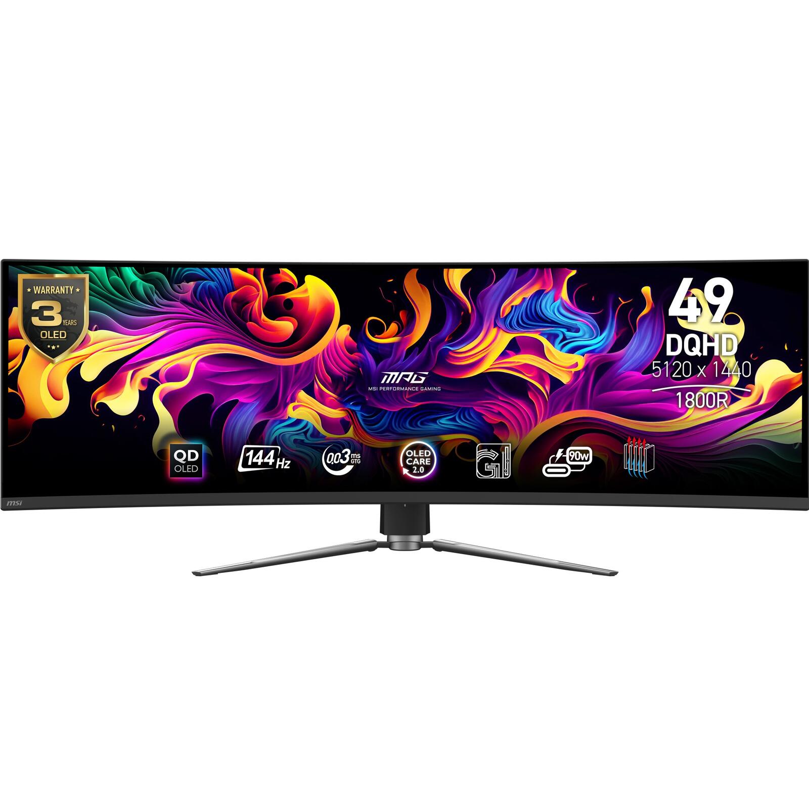 MSI MPG 491CQPDE QD-OLED, 124,5 cm (49 Zoll) Curved, 144Hz, Adaptive Sync, OLED, QD - DP, 2xHDMI monitors