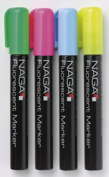 Naga glassboards markers assorted 2mm 4szt biroja tehnikas aksesuāri