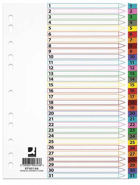 Q-Connect Przekladki Mylar A4 1-31 (KF00166) KF00166 (5705831001664) biroja tehnikas aksesuāri