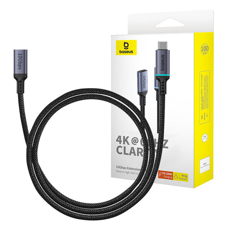 Kabel USB Baseus Przedluzenie kabla USB-C Baseus meski do zenski High Definition 10Gbps, 1m (czarny) USB kabelis