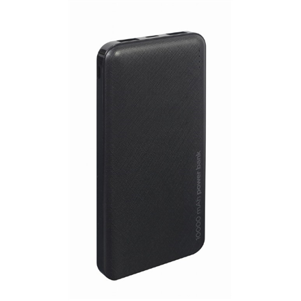 Gembird PB10-02 power bank Lithium Polymer (LiPo) 10000 mAh Black Powerbank, mobilā uzlādes iekārta