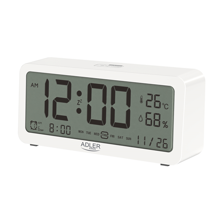 Adler Alarm Clock AD 1195w White, Alarm function radio, radiopulksteņi