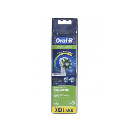 Oral-B Toothbrush replacement Cross Action Clean Maximiser Heads, For adults, Number of brush heads included 10, White mutes higiēnai