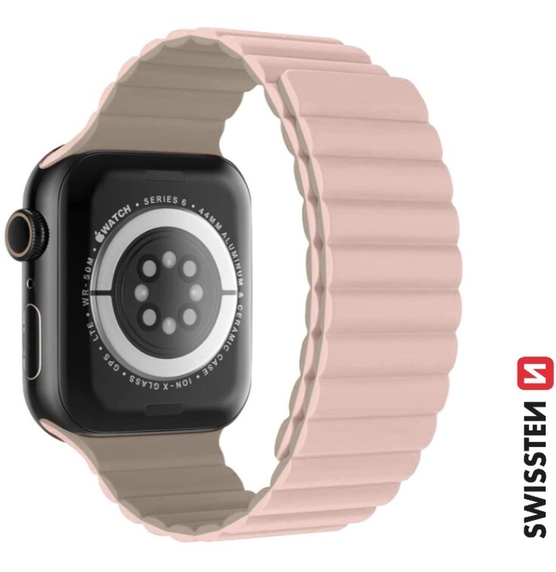 Swissten Silikona Magnētiskā Siksniņa priekš Apple Watch 42 / 44 / 45 / 49 mm 46000512 (8595217484979)