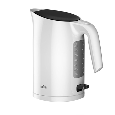 Braun Kettle WK3100WH PurEase Standard, 2200 W, 1.7 L, Plastic, White, 360 degrees  rotational base Elektriskā Tējkanna