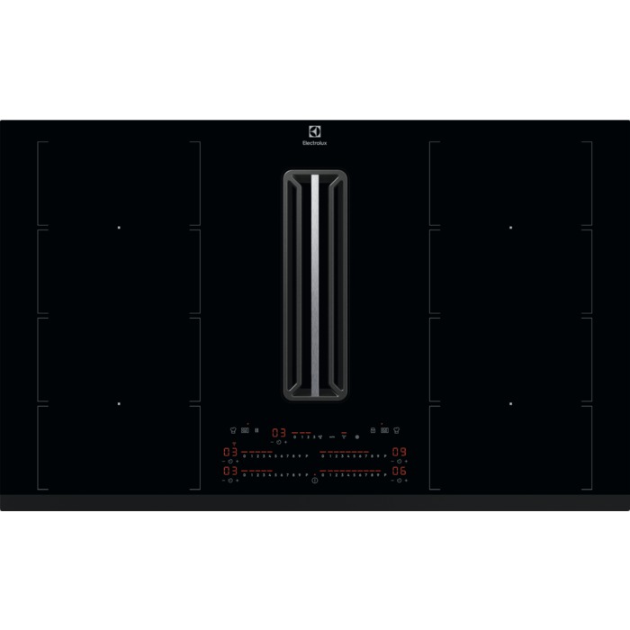Electrolux 800 ComboHob FlexiBridge, platums 83 cm, melna - Iebuvejama indukcijas plits virsma