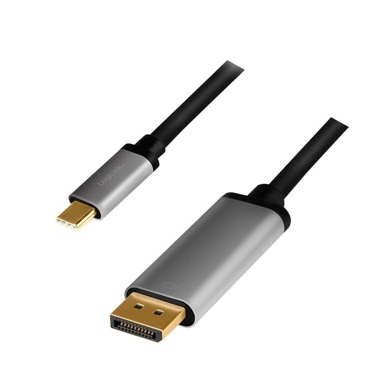 USB-C to DP cable, 4K 60Hz, alu, 1.8m kabelis video, audio