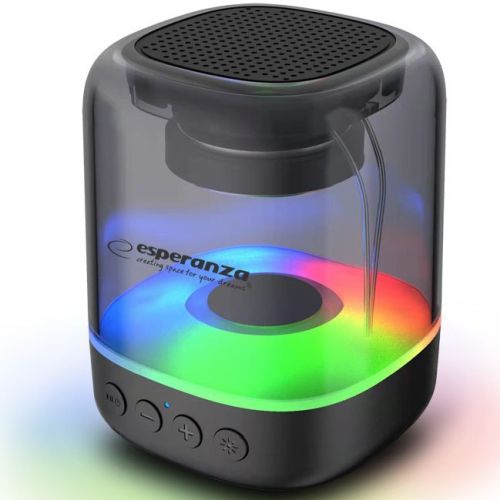 Esperanza EP154 BT FM LED RGB Speaker Black 3W pārnēsājamais skaļrunis