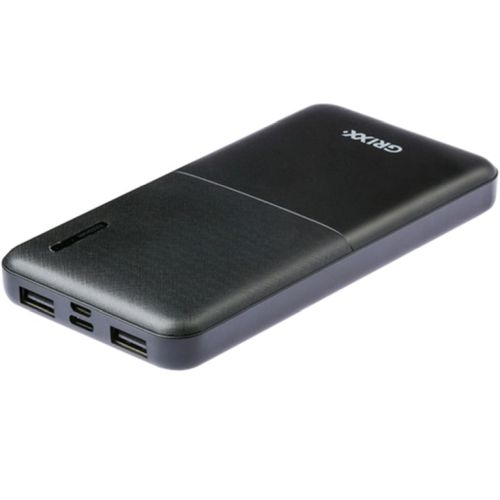 Grixx Powerbank 10000mAh Micro USB & USB-C Black Powerbank, mobilā uzlādes iekārta