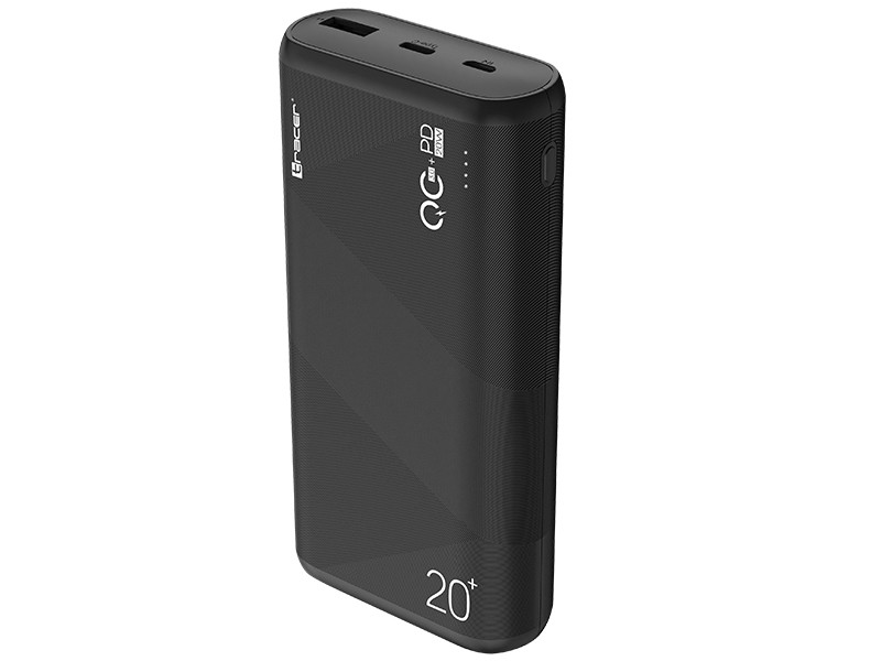 Powerbank Amos 20000mAh QC3.0-PD20W BK black Mobilais Telefons