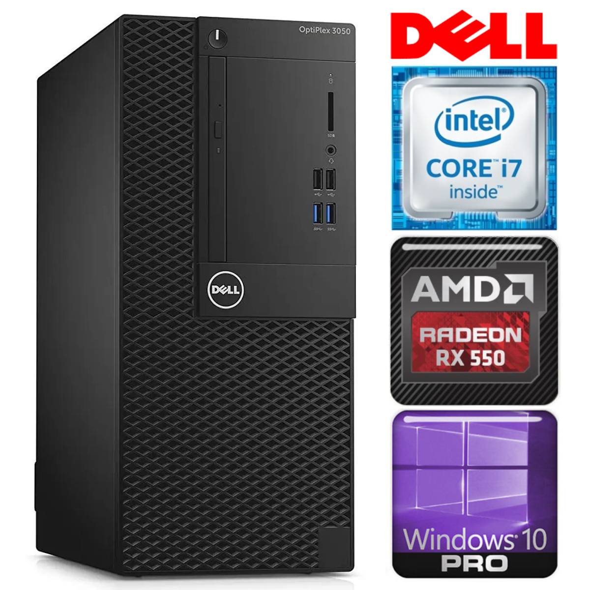 DELL 3050 Tower i7-7700 32GB 512SSD M.2 NVME+2TB RX550 4GB WIN10Pro RW35224 (EAN411535224)