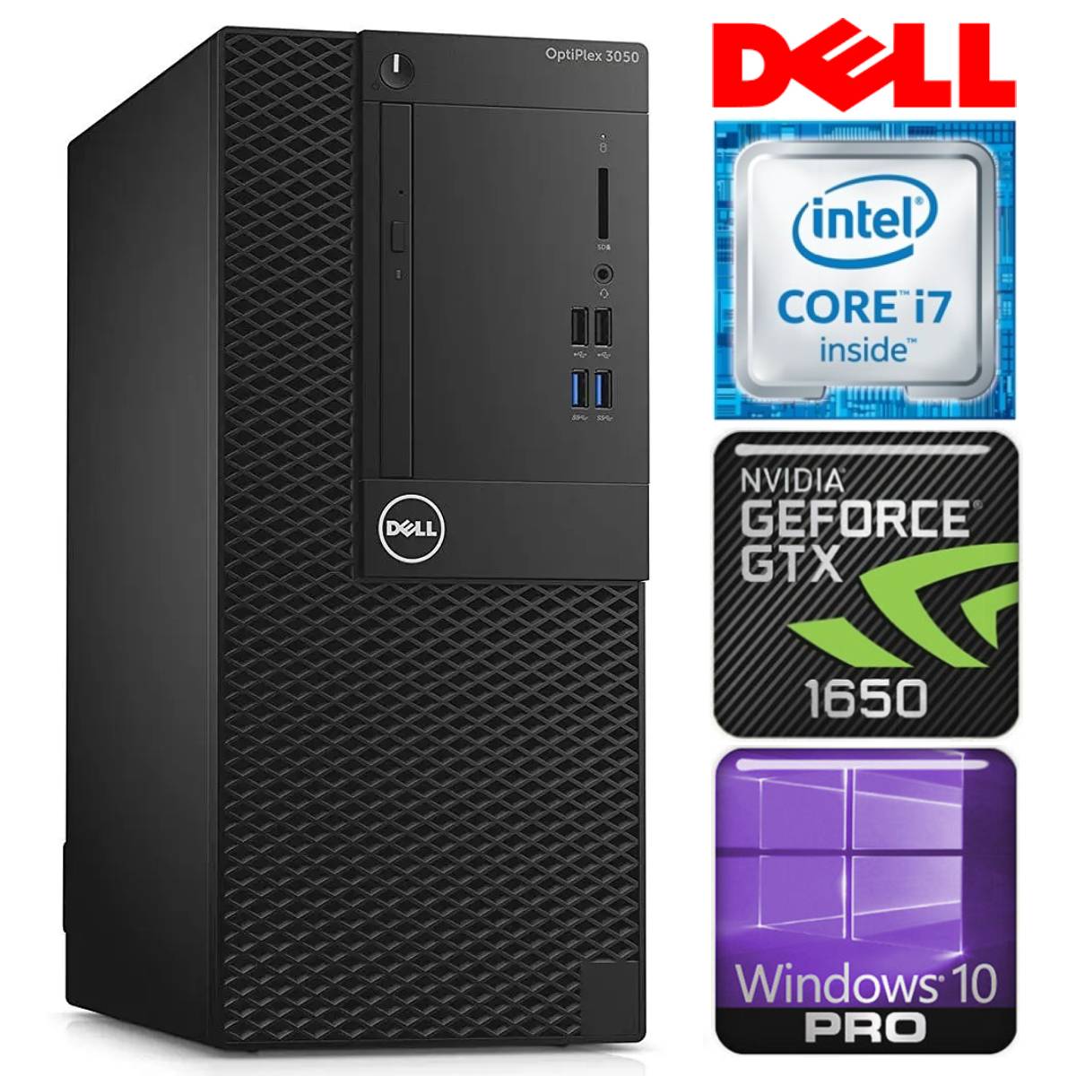 DELL 3050 Tower i7-7700 16GB 256SSD M.2 NVME+1TB GTX1650 4GB WIN10Pro RW35206 (EAN411535206)