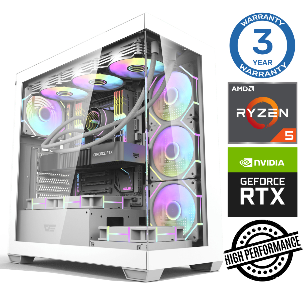 INTOP Ryzen 5 7500F 64GB DDR5 1TB SSD M.2 NVME+2TB RTX4070 12GB no-OS RW37161NS (ENS411537161) dators