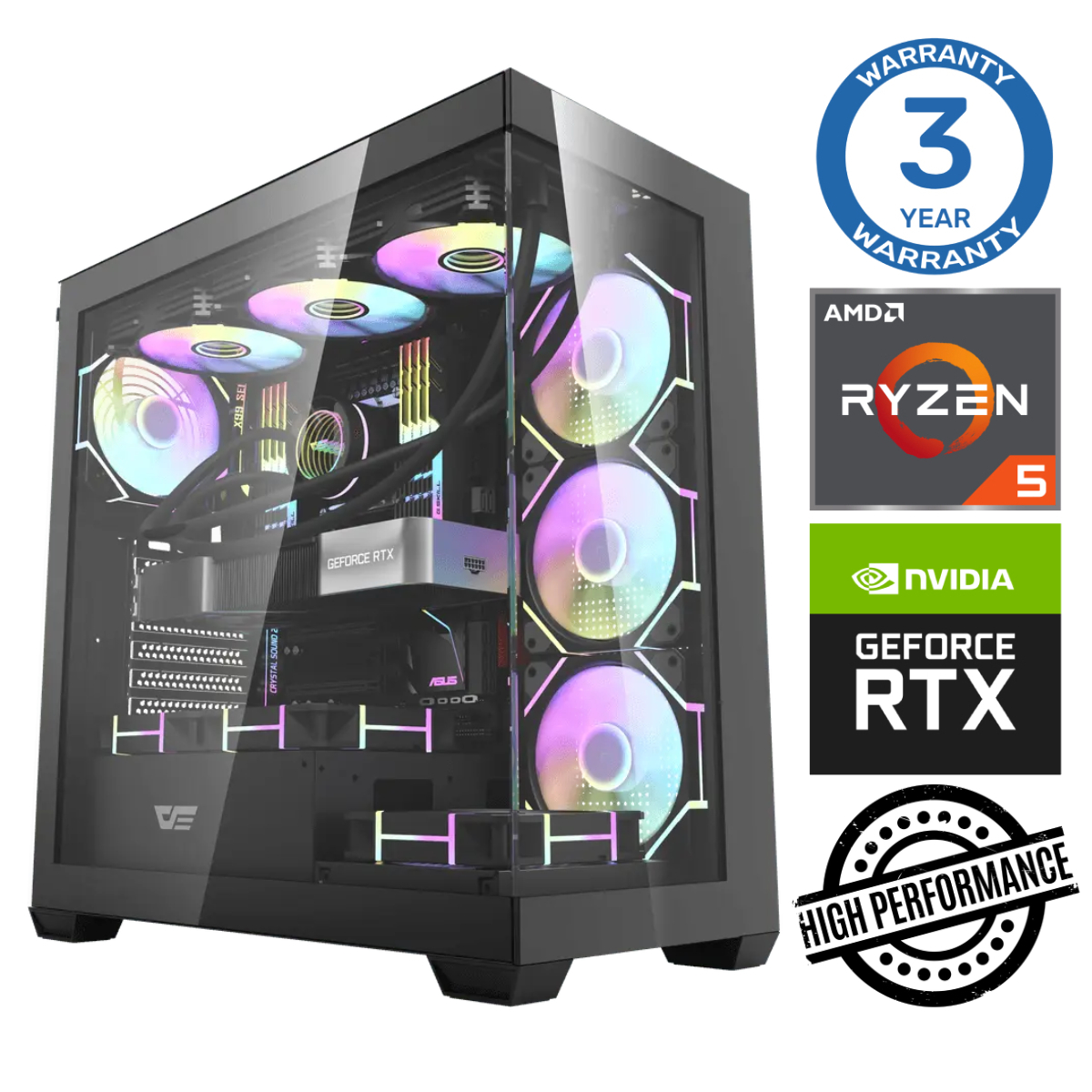 INTOP Ryzen 5 7500F 64GB DDR5 1TB SSD M.2 NVME+2TB RTX4070 SUPER 12GB no-OS RW36915NS (ENS411536915) dators