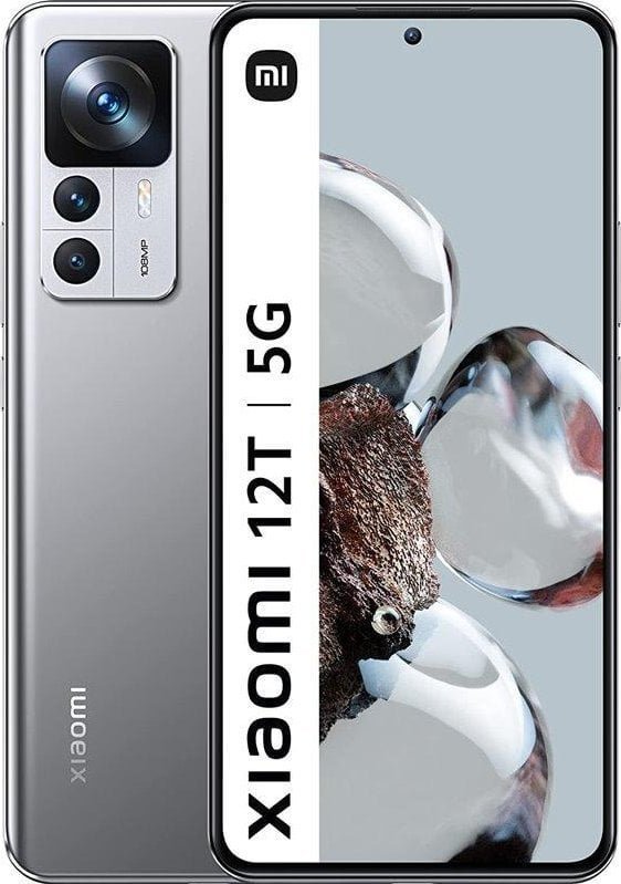 Smartfon Xiaomi 12T 5G 8/128GB Dual SIM Srebrny 12365344 (6934177797170) Mobilais Telefons