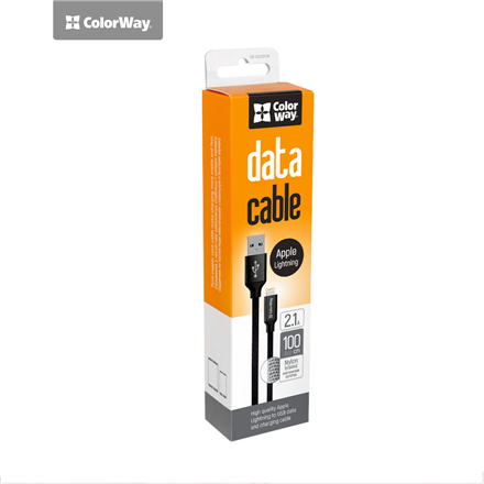 ColorWay Data Cable Apple Lightning Charging cable, Fast and safe charging Stable data transmission, Black, 1 m 4823094913027 iekārtas lādētājs