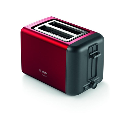 Bosch DesignLine Toaster TAT3P424 Power 970 W, Number of slots 2, Housing material Stainless steel, Red Virtuves kombains