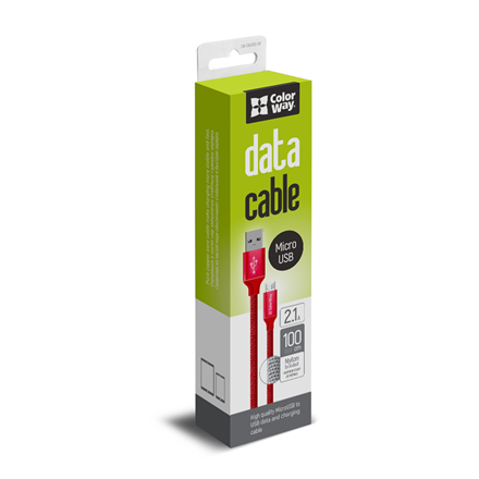 ColorWay USB Charging cable Red, 1 m 4823094913058 iekārtas lādētājs