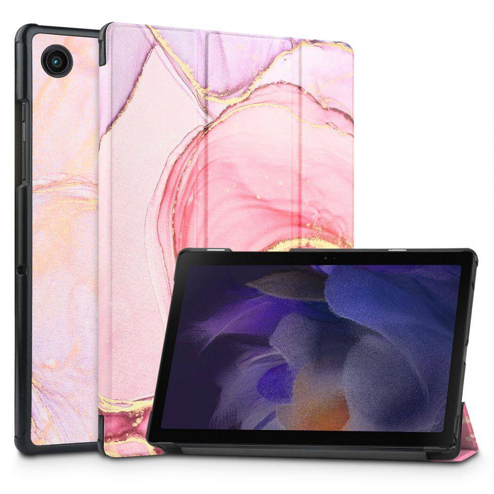 Fusion Marble magnet case grāmatveida maks planšetdatoram Samsung X200 | X205 Galaxy Tab A8 10.5 (2021) rozā FUSX200MARPI (4752243048405) planšetdatora soma