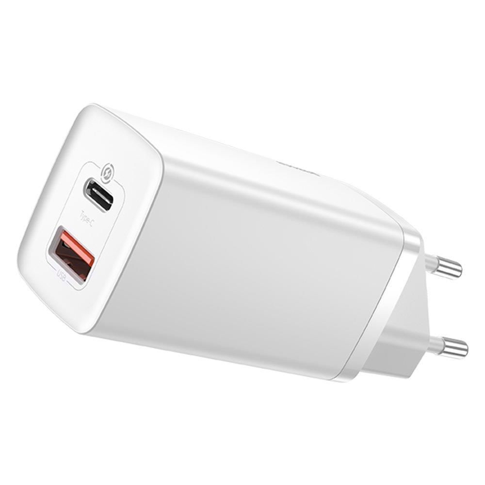 Baseus Wall Quick Charger GaN2 Lite 65W USB + USB-C QC4+ PD3.0 SCP FCP AFC, White iekārtas lādētājs